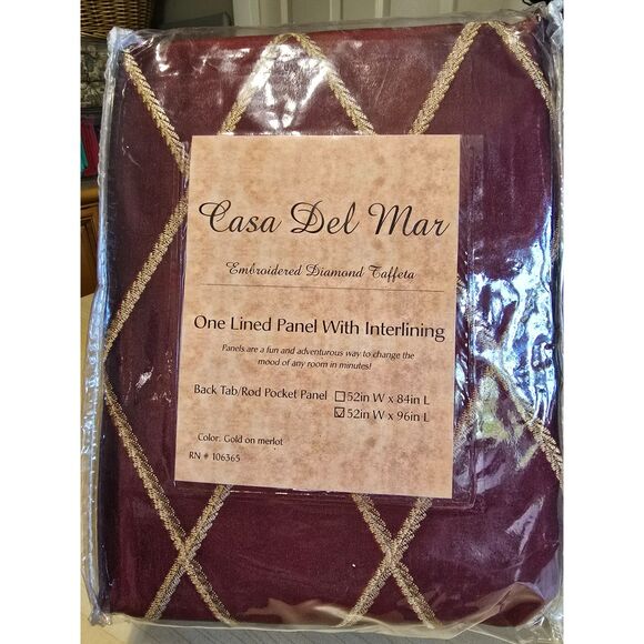 Embroidered Diamond Taffeta Drape - 1 Panel, 3 Available - Picture 2 of 9